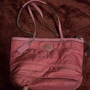 Pink, cloth Coach medium size purse